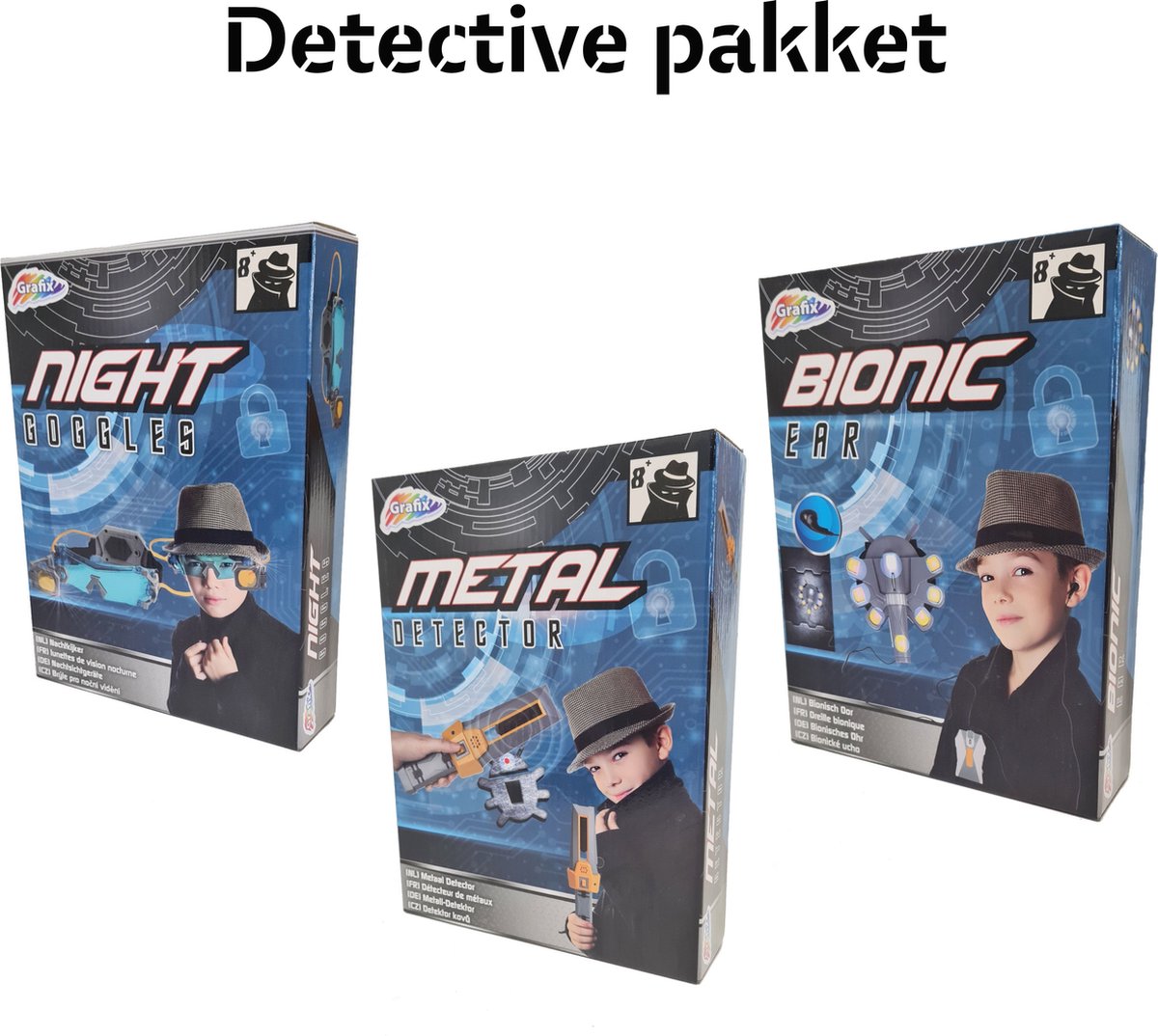 Detective Pakket | Detective Gadgets | Speelgoed Set 3 Stuks | Nachtkijker | Bionisch Oor | Metaaldetector | Inclusief Batterijen | Cadeau Kinderen | Verrassingspakket Kinderen